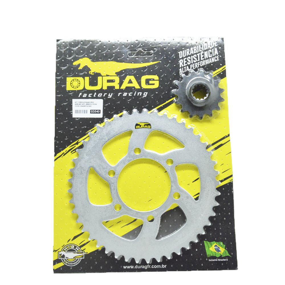 Kit Coroa E Pinhão Z800/Zr800 13-16 45/15 Dentes Durag - Vivemos Moto