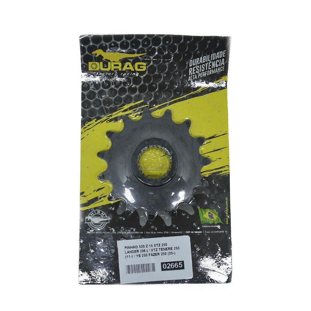 テツ Pinhão Xtz 250 Lander / Fazer 250 15 Dentes Durag - Vivemos Moto