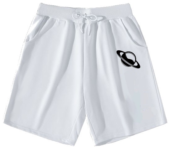 Bermuda Masculina de Moletom Branca Saturno