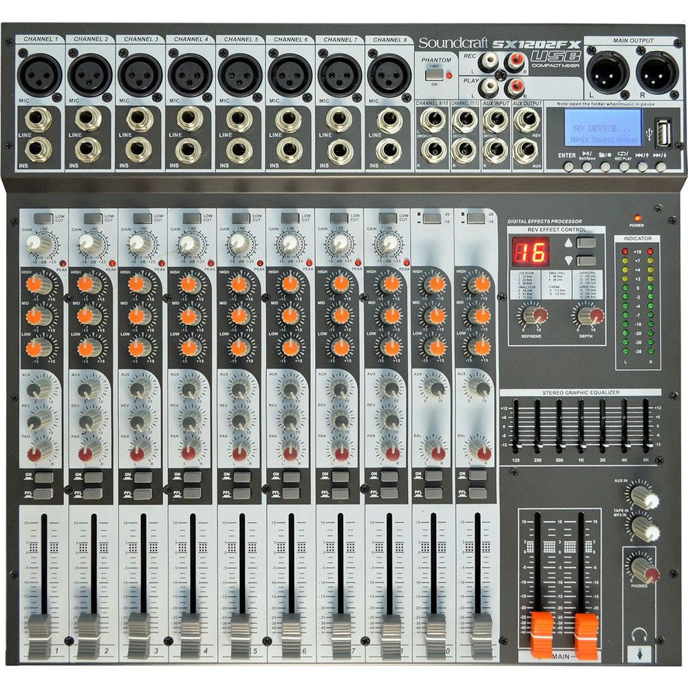 Mesa de Som Soundcraft SX1202FX 12 Canais USB - Look Music