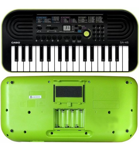 Teclado Infantil Casio SA-46AH2 32 Teclas Verde e Preto - Look Music  Instrumentos Musicais