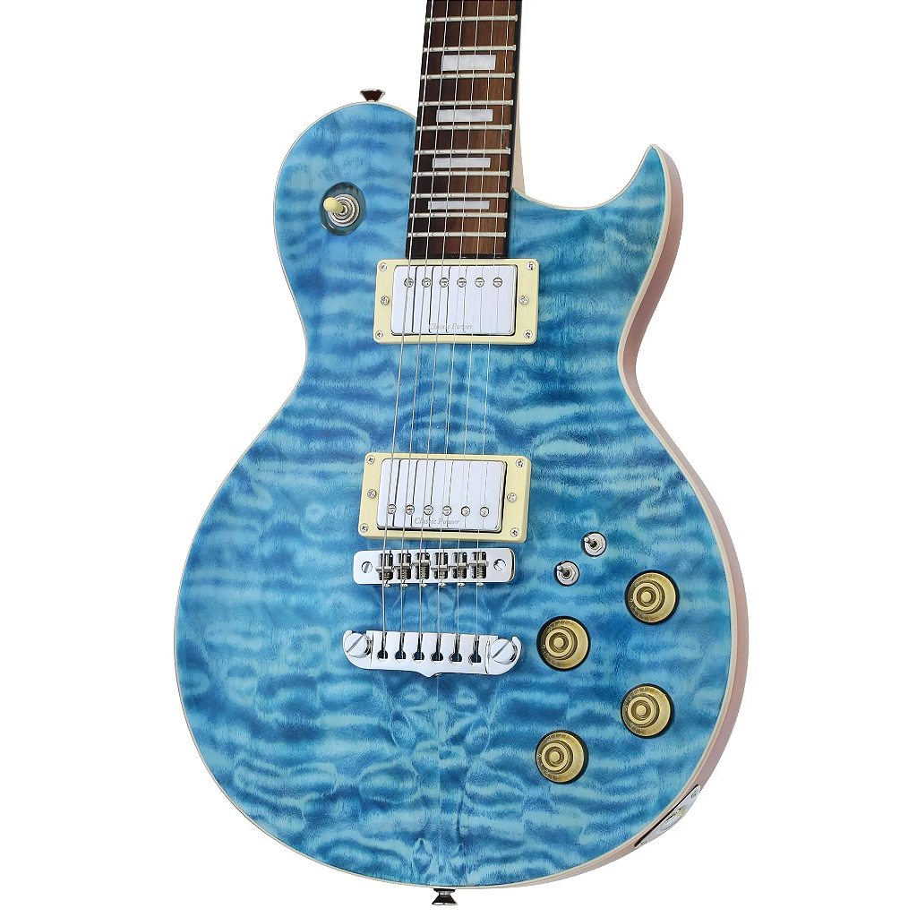 Guitarra Aria Pro II PE-480 See-Through Emerald Blue - Look Music