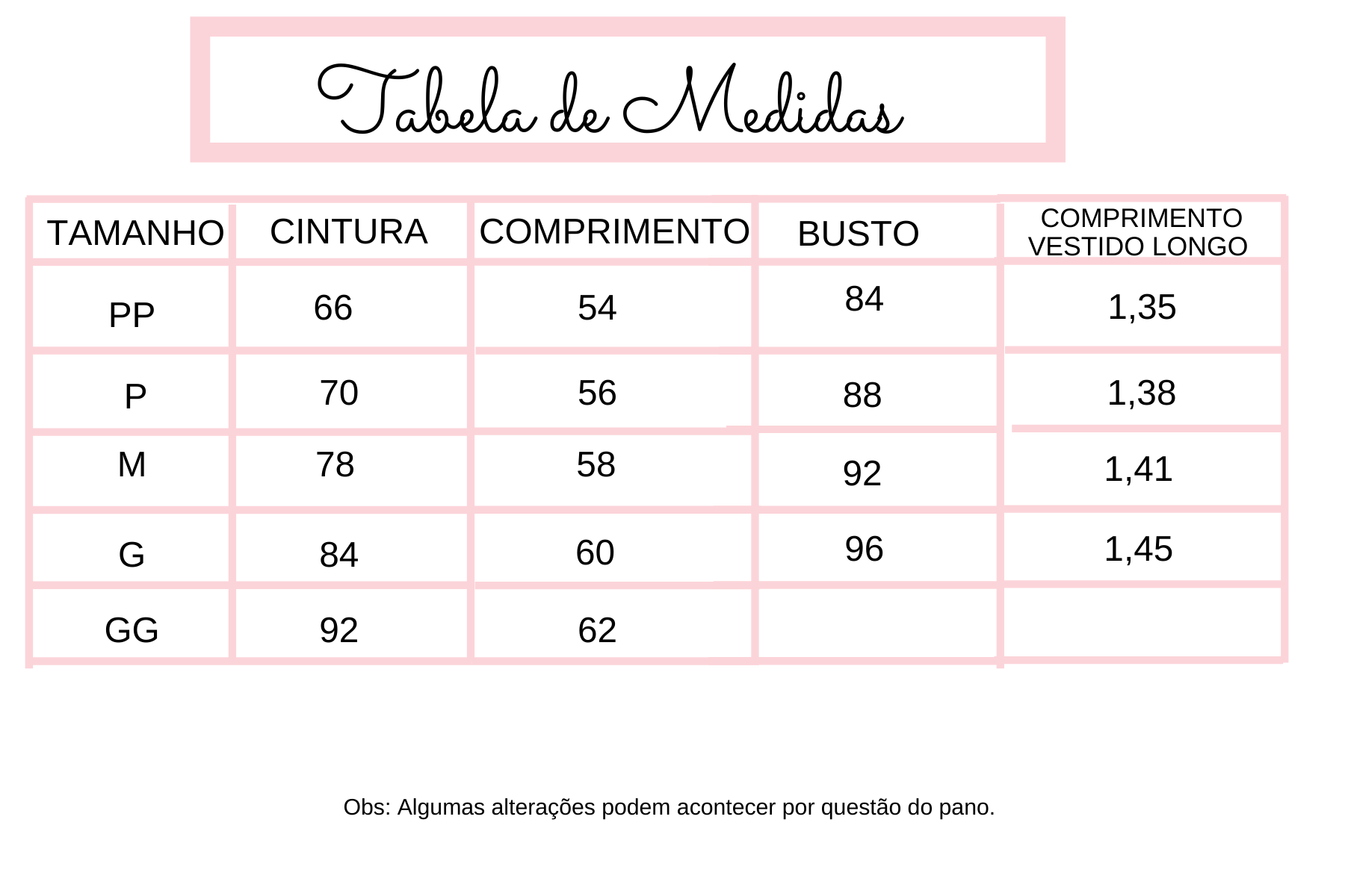tabela de medidas pé