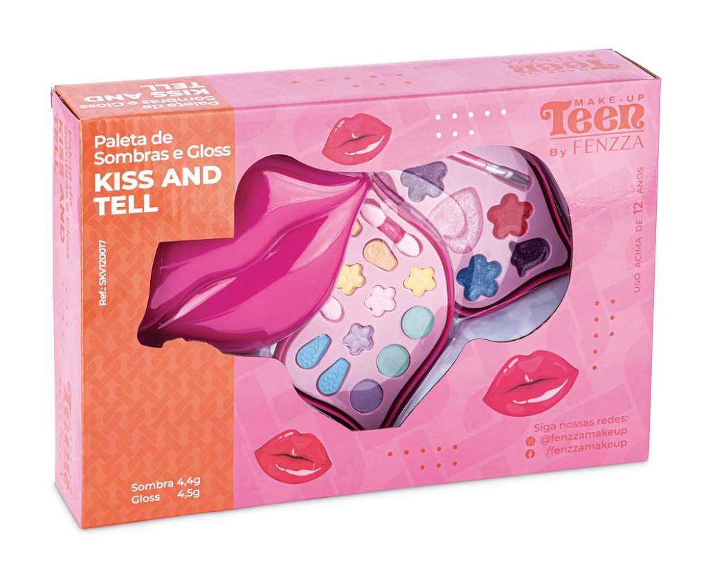 sコスメ PALETA DE SOMBRAS E GLOSS KISS AND TELL - Loja Fenzza Make Up