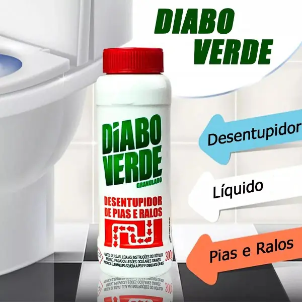 Desentupidor de Pias Ralos Vasos Granulado 300G - Diabo Verde