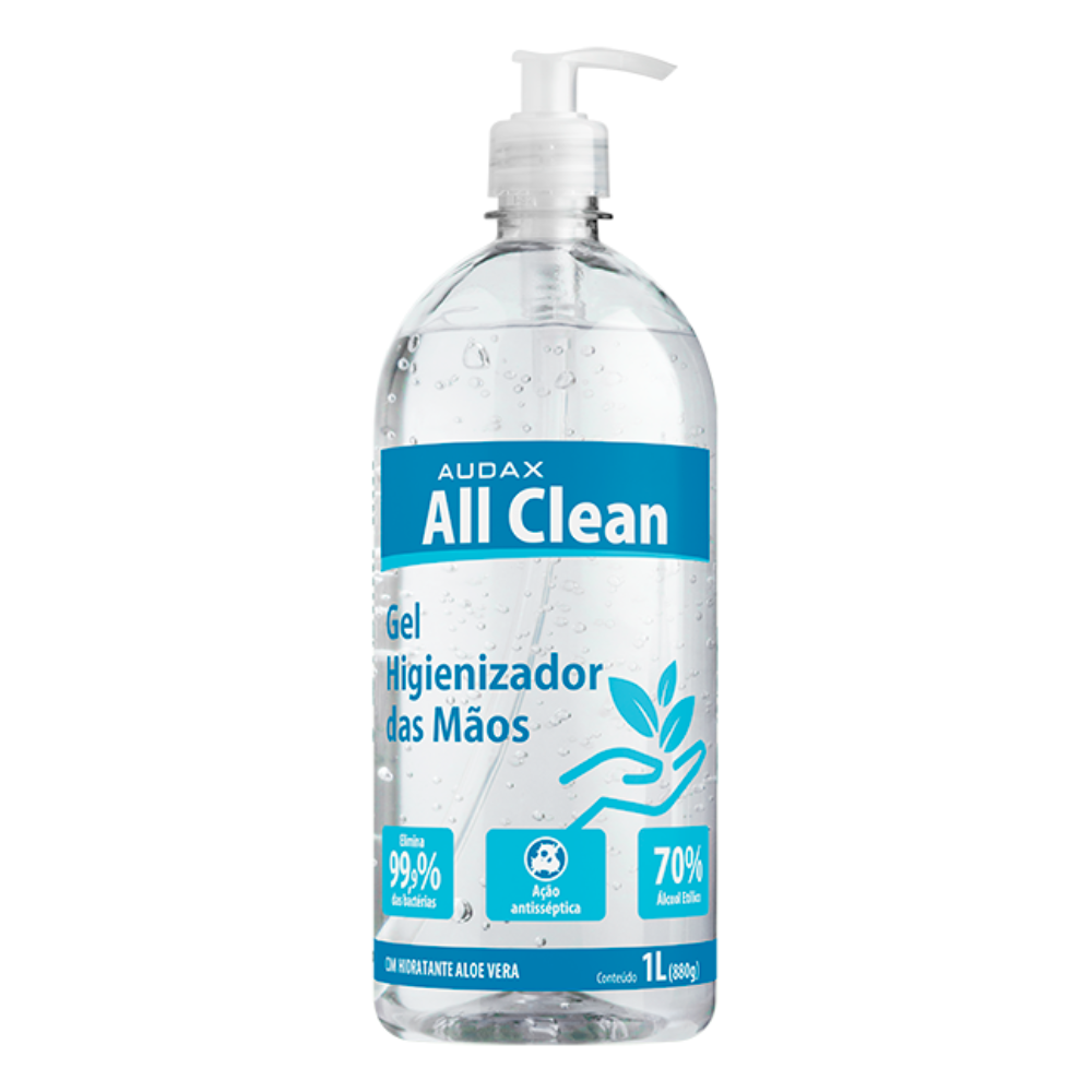 Álcool Gel 70° 1L Pump - Audax - Stars Produtos de Limpeza