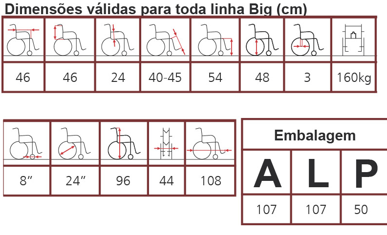 Cadeira de Rodas BIG Preta - Jaguaribe - Cirúrgica Amorim - Produtos médicos