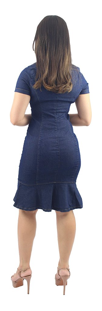 vestido jeans com ziper frontal