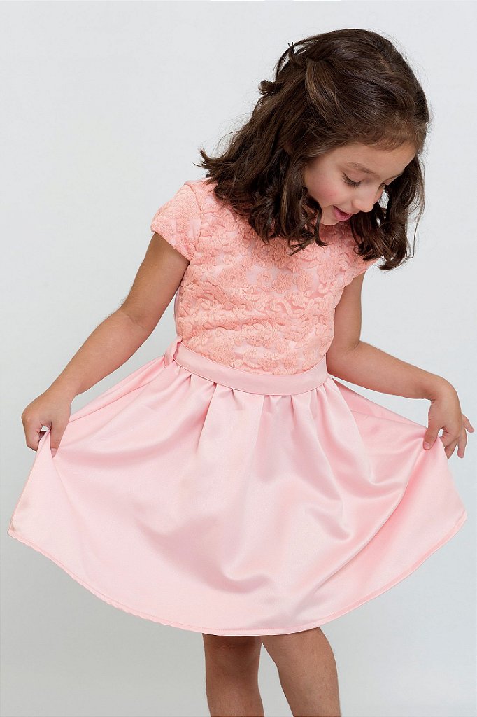 vestido infantil salmão