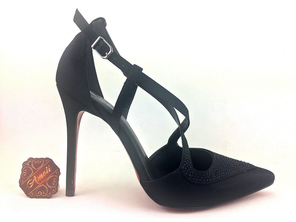 scarpin cetim preto