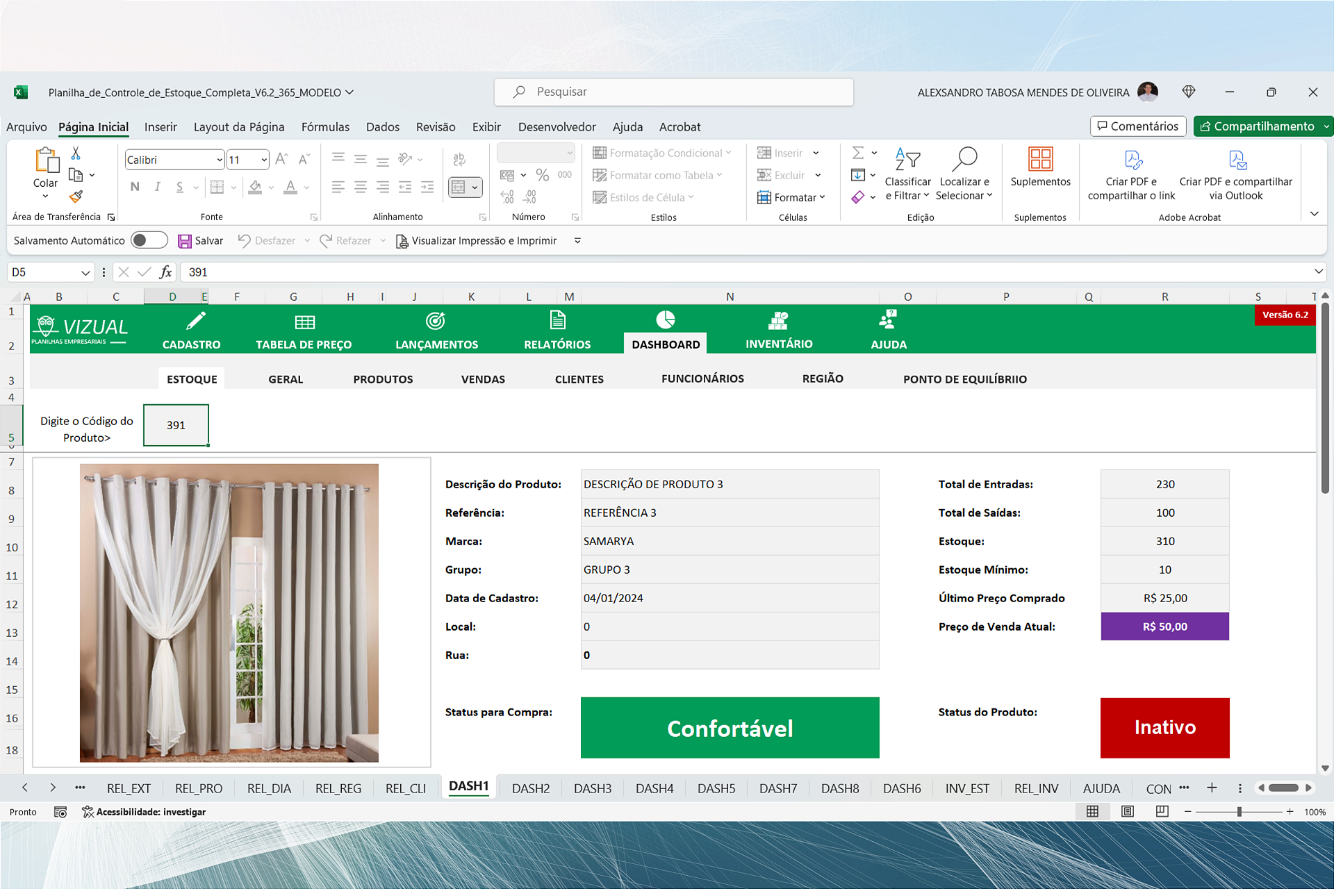 Planilha de Controle Financeiro Completa em Excel 365