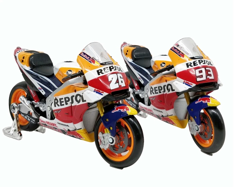 Miniatura Honda temporada 2018 MotoGP Piloto Marc Marquez #93 fabricante Maisto na escala 1:18.