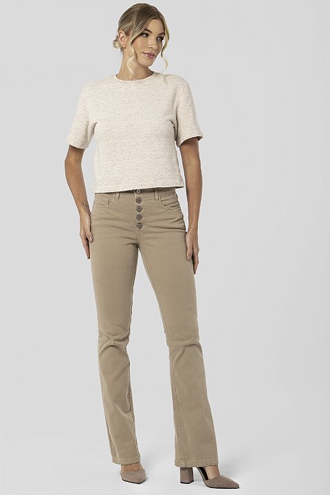 Calça Boot Cut Sarja Caqui- Austin