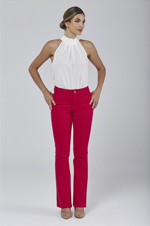 Calça Sarja Boot Cut Vermelha - Parma