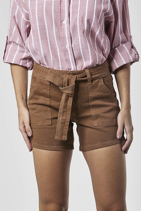 Shorts Sarja Mid Marrom - Génova