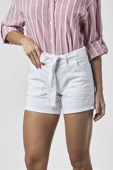 Shorts Sarja Mid Branco - Pisa