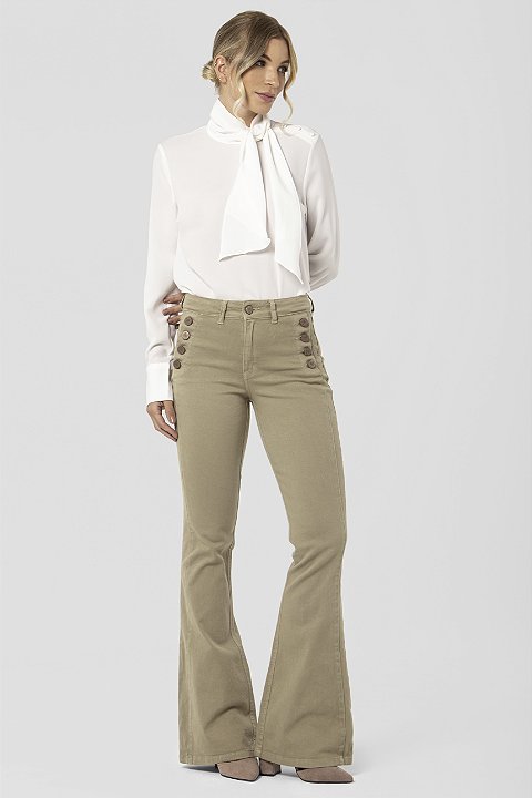Calça Flare Botões Bege - Malmo