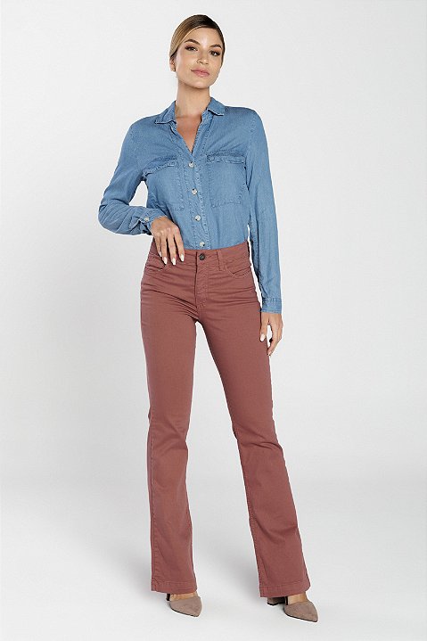 Calça Boot Cut Sarja Rosa Antigo - Teresina