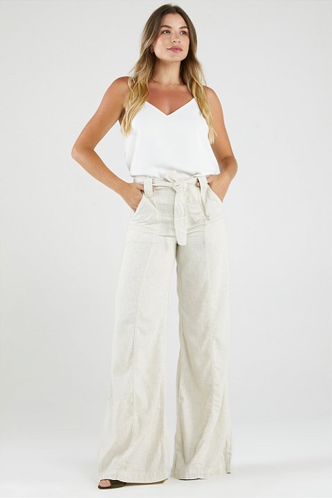 Calça Linho Pantalona - Mikonos