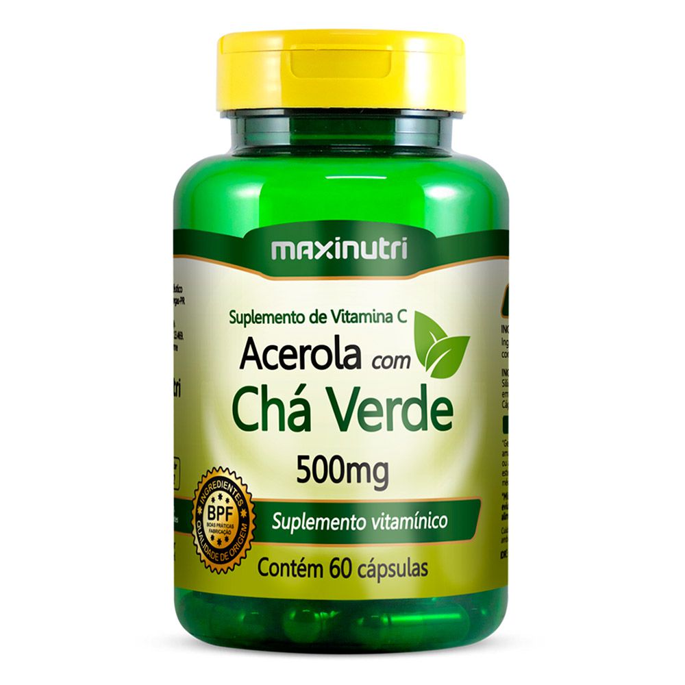 Viva Leve Fitness |Acerola com Chá Verde 500mg - 60 cápsulas - Maxinutri -  Viva Leve Fitness