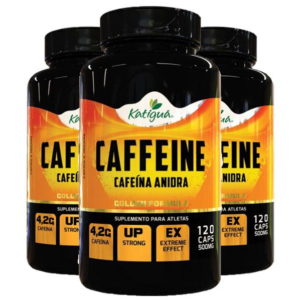 Viva Leve Fitness | Caffeine (Cafeína Anidra) - 3 unidades de 120 Cápsulas  - Katigua Sport - Viva Leve Fitness
