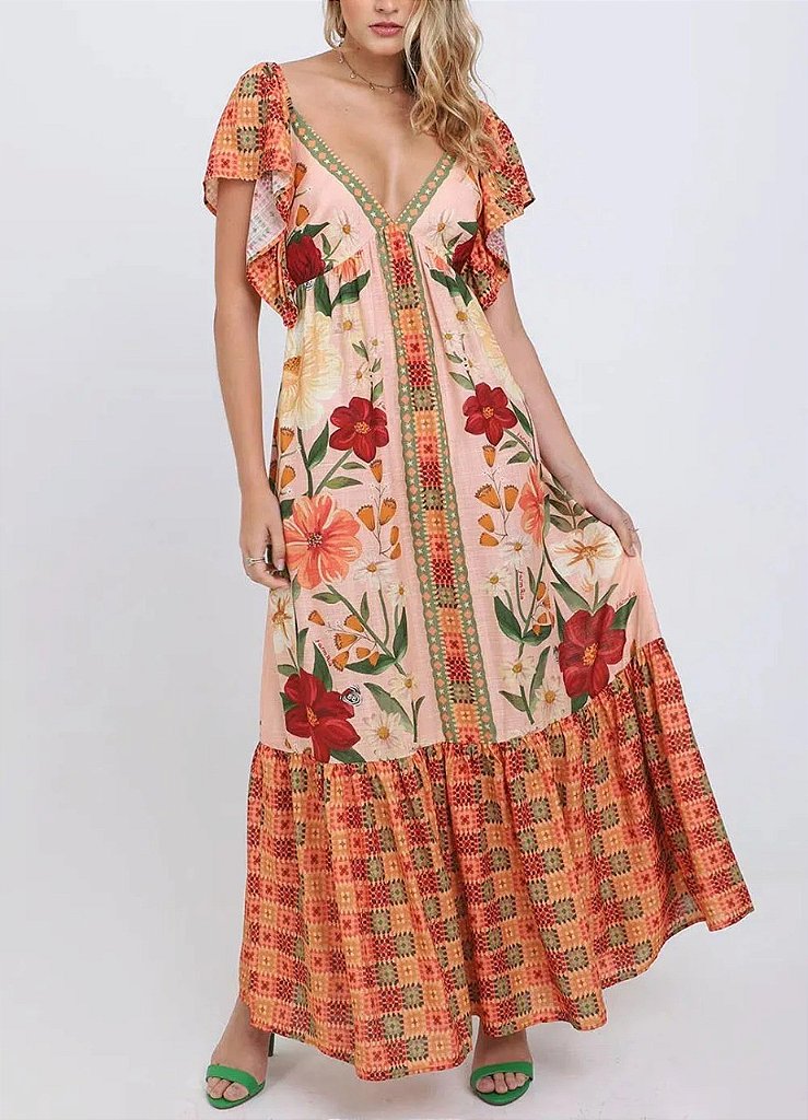 Vestido Longo Estampado Floral Bem Me Quer Farm - Gardênia Store - Moda  feminina