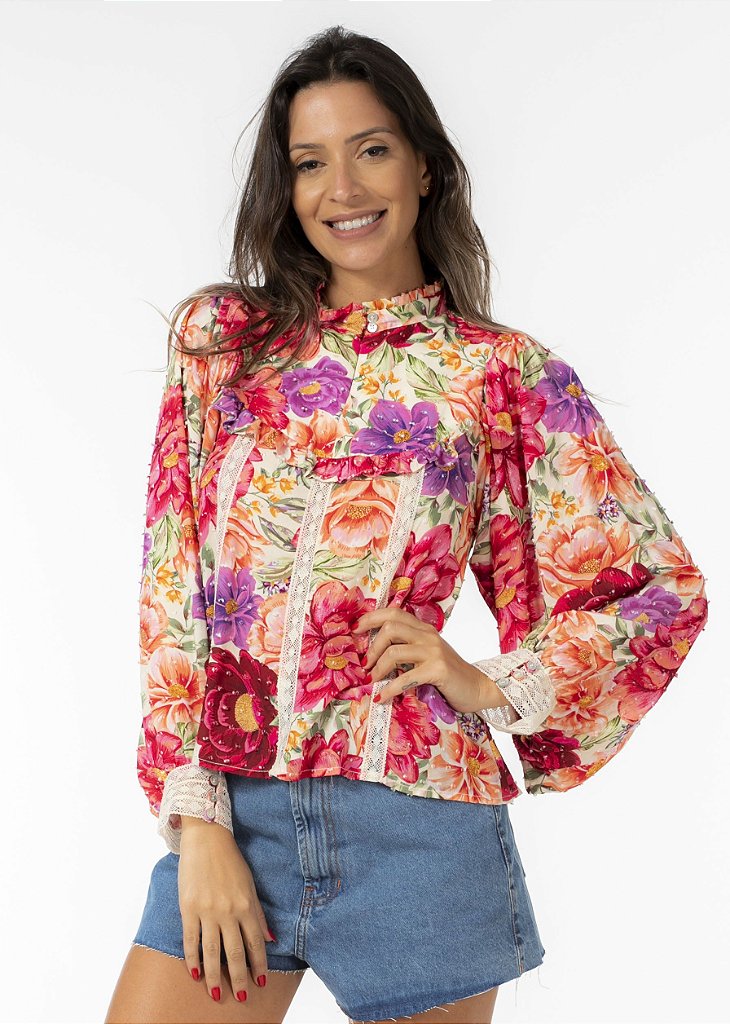 Blusa flor de menina farm Clearance