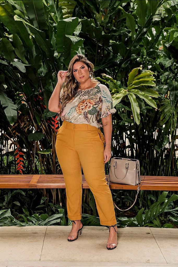 calca social linho plus size