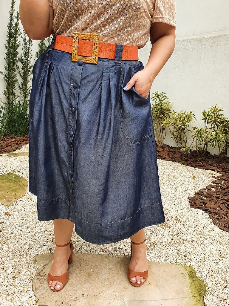 saia jeans longa godê