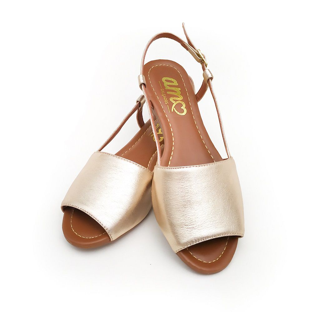 Sandália Rasteira Couro Mimi Dourada - Amo Calçados | Calçados Femininos  Super Confortáveis