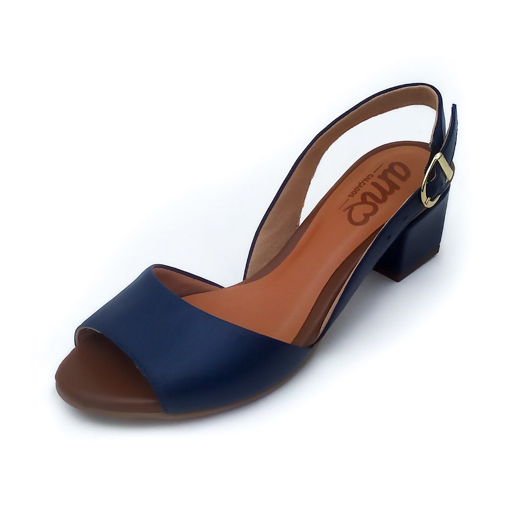 Sandália de Salto em Couro Uly Azul Marinho - Amo Calçados | Calçados  Femininos Super Confortáveis