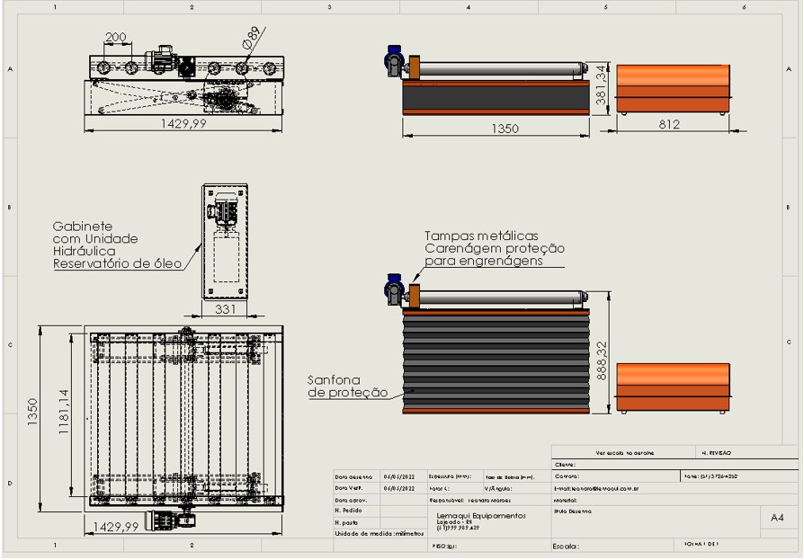 Mesa pantográfica hidráulica, para elevação do pallet. Com objetivo de proporcionar ao operador em uma posição favorável e ergonomicamente correta, durante o processo.