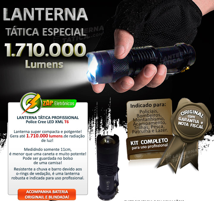 Lanterna Tatica Policial Militar 128000W Muito Forte 2 Bateria Recarregável