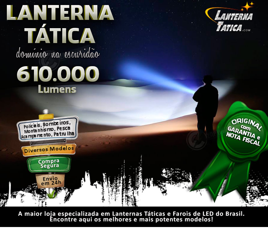 Lanterna de LED Tática Recarregável 98000 Lúmens - Cirilo Cabos