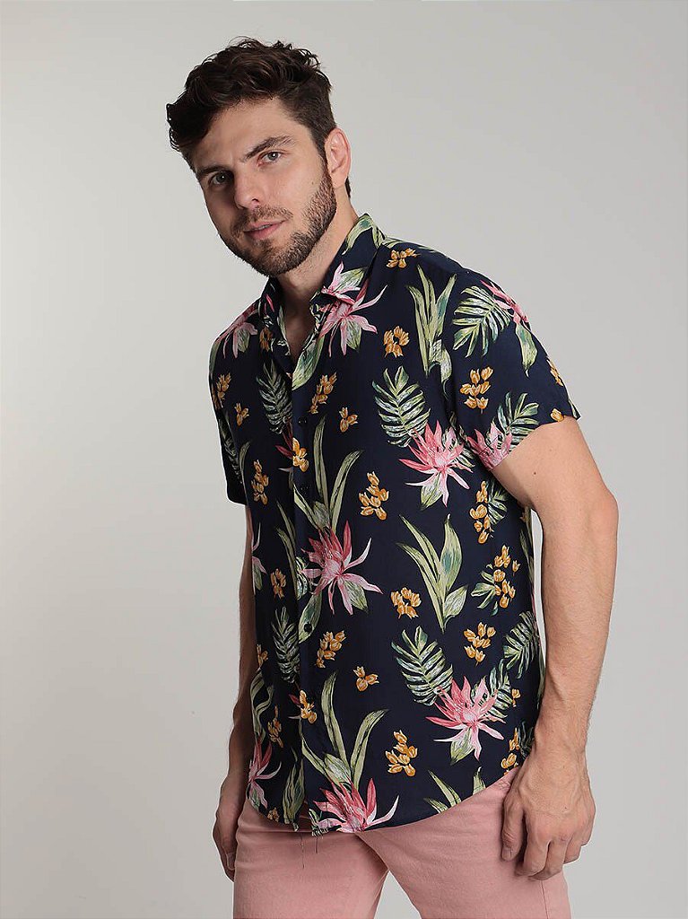 camisa masculina floral