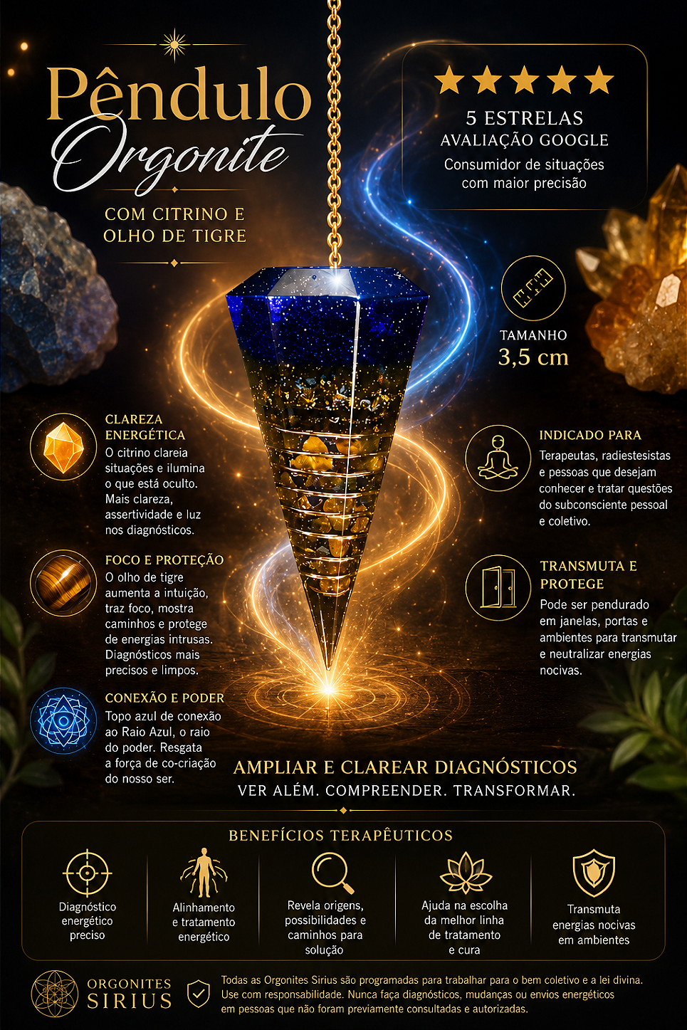 Pêndulo Orgonite - Diagnóstico preciso e confiável