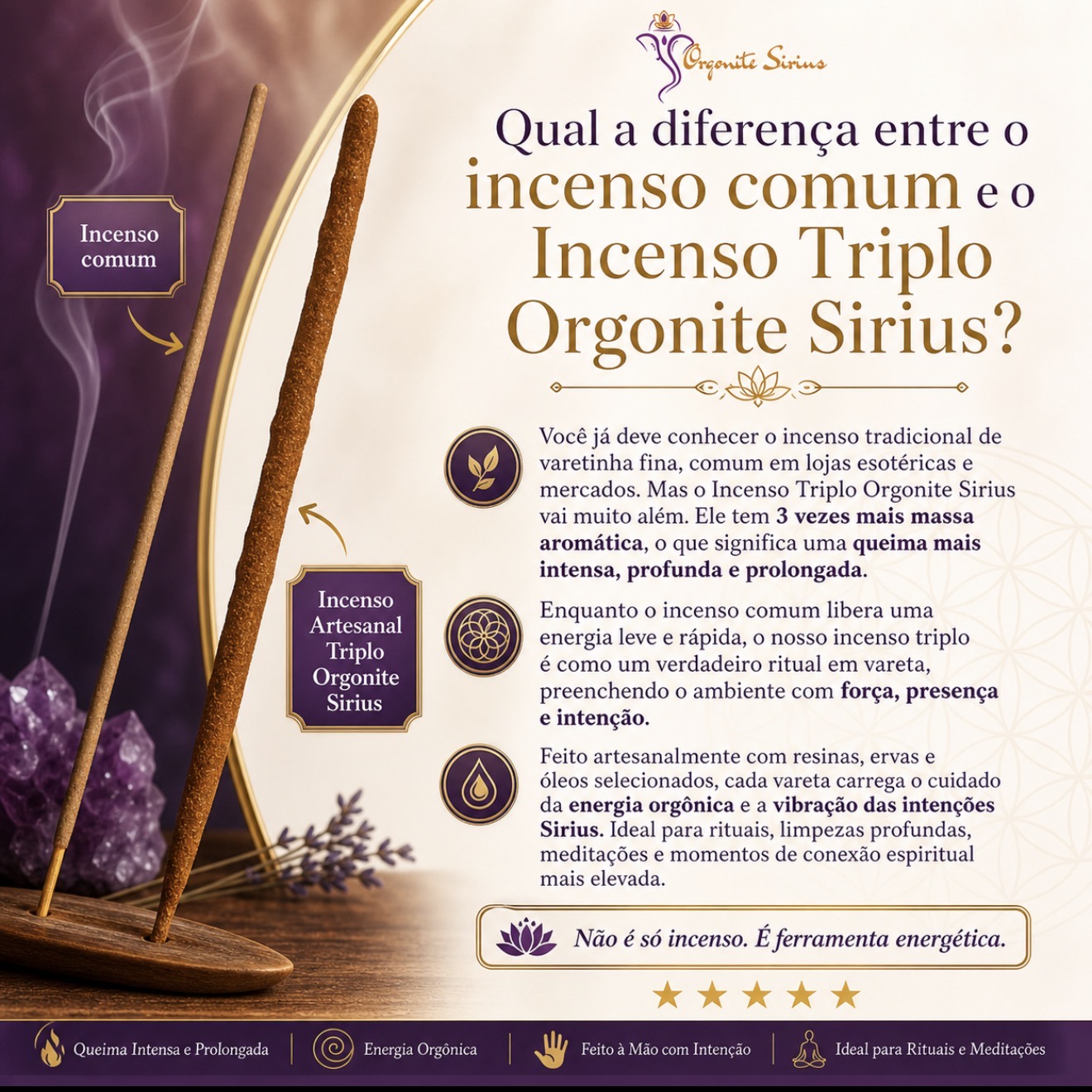 Incenso Triplo Orgonite Sirius