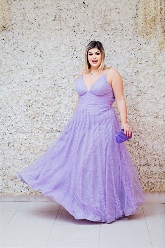 Vestido de Noiva Longo, tule , fluido, decote V, alça com