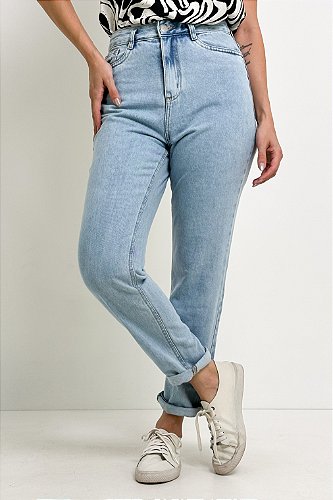 Calça Feminina Mom Jeans Elastico na Cintura - Marina Zac Store