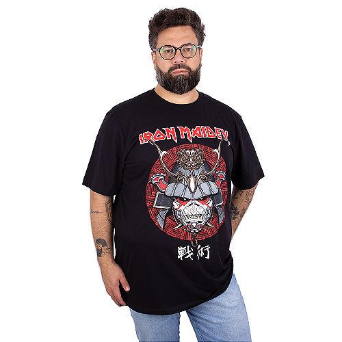 Camiseta Plus Size Iron Maiden Senjutsu Samurai Preta - Art Rock