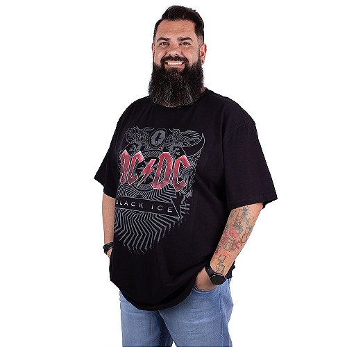 Camiseta ACDC Black Ice Estonada Premium Cinza Oficial - Art Rock