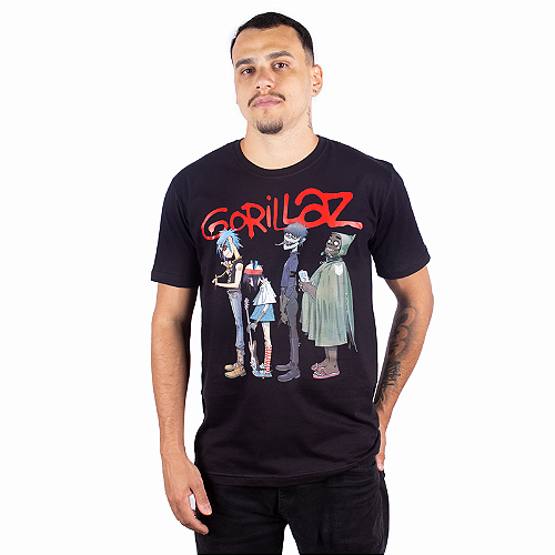 Camiseta Plus Size Gorillaz Demon Days Preta Oficial - Art Rock