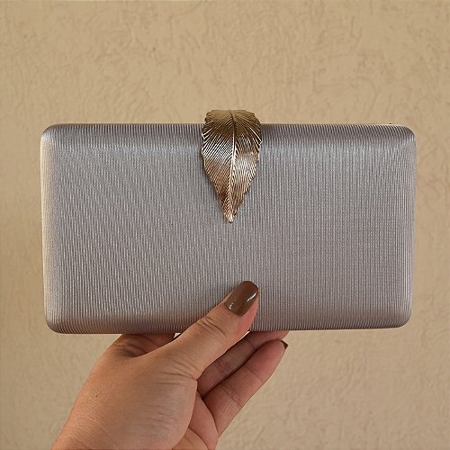 Clutch oval cinza S-336 - Muzazen - Semijoias e Acessórios