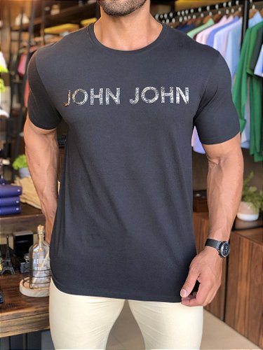 CAMISETA JOHN JOHN RG BLUE DROPS ESTAMPA FRONTAL CAVEIRA MASCULINA - Preto