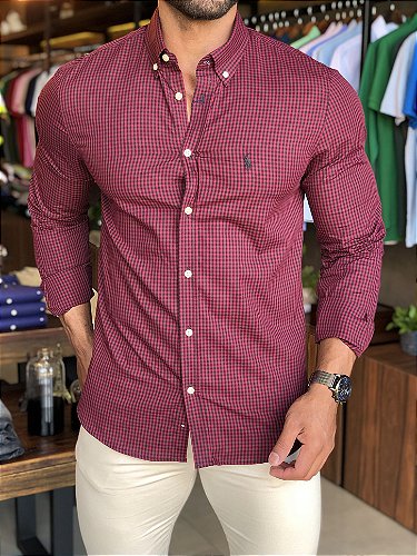 CAMISA RALPH LAUREN XADREZ ROSA ML PONEI VERDE - HENRI STORE MULTIMARCAS