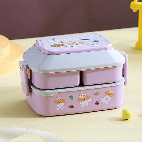 Lancheira Bento Box Infantil Marmita Colorida 3 Divisórias