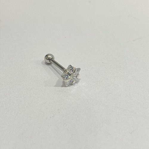 Piercing Prata 925 Umbigo Estrela Zircônia Aço