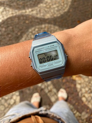 Relógio Feminino Casio Vintage Standard F-91Ws-2Df Azul