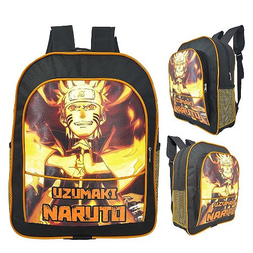 Mochila Escolar G Grande Preta Naruto Classico - Izza Presentes