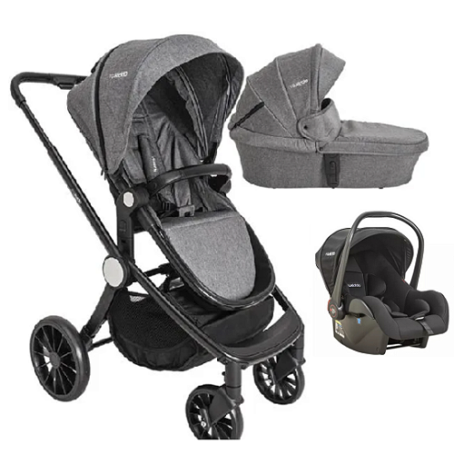 Kit Carrinho Sunny com Moisés, Bebê Conforto e Base MELANGE